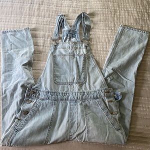 Denim Light Wash Overalls - Straight Ankle Cut